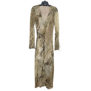 Y2K Mango Maxi Dress 4 Sheer Chiffon Ruffle Animal Print Fairy Ethereal Boho‎